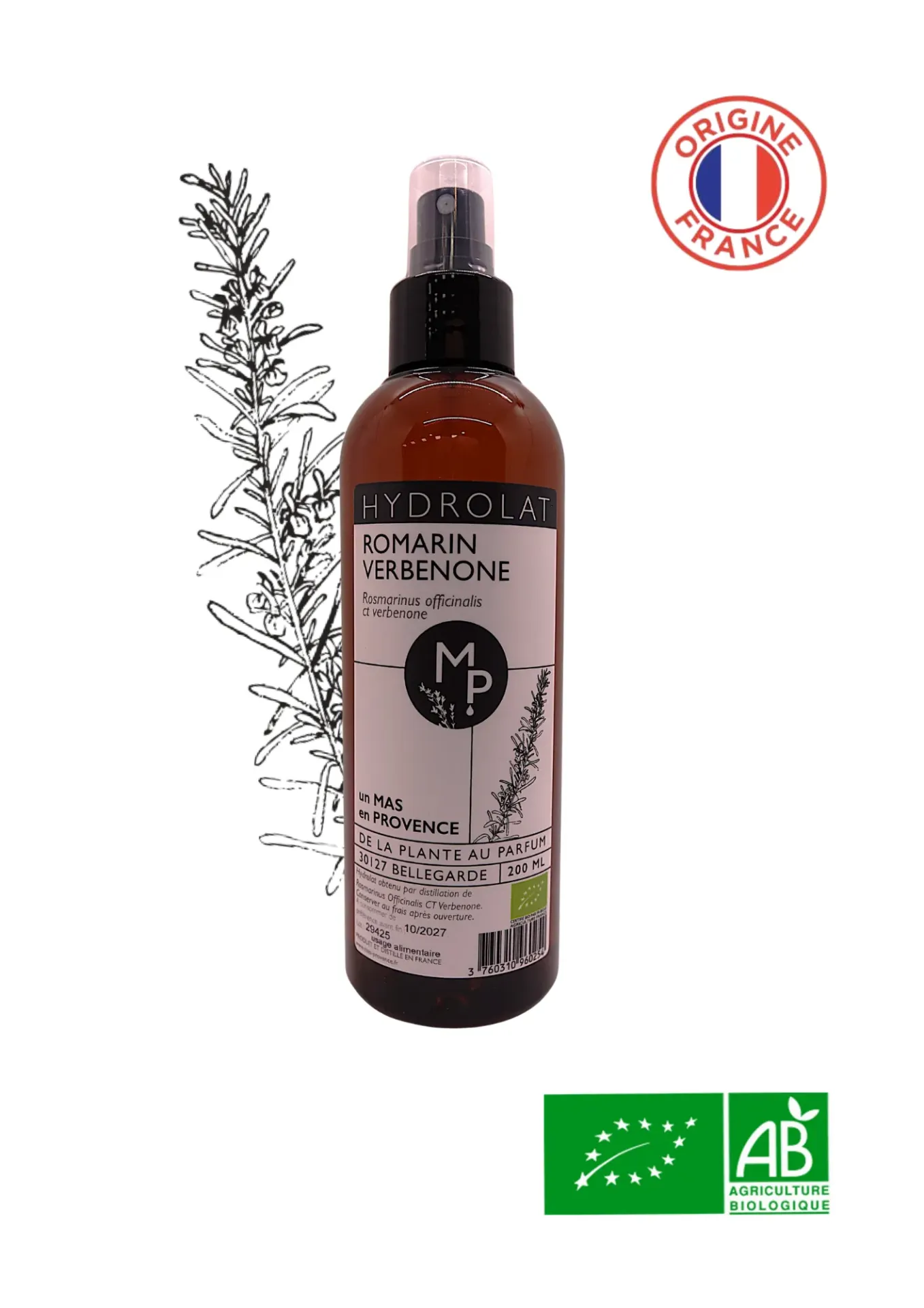 [HYROMVER200] Organic Verbenone  ROSEMARY Hydrolate 200 ml